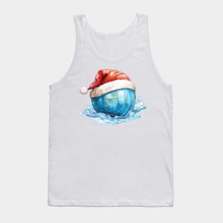 Christmas Waterpolo Ball in Santa Hat Tank Top